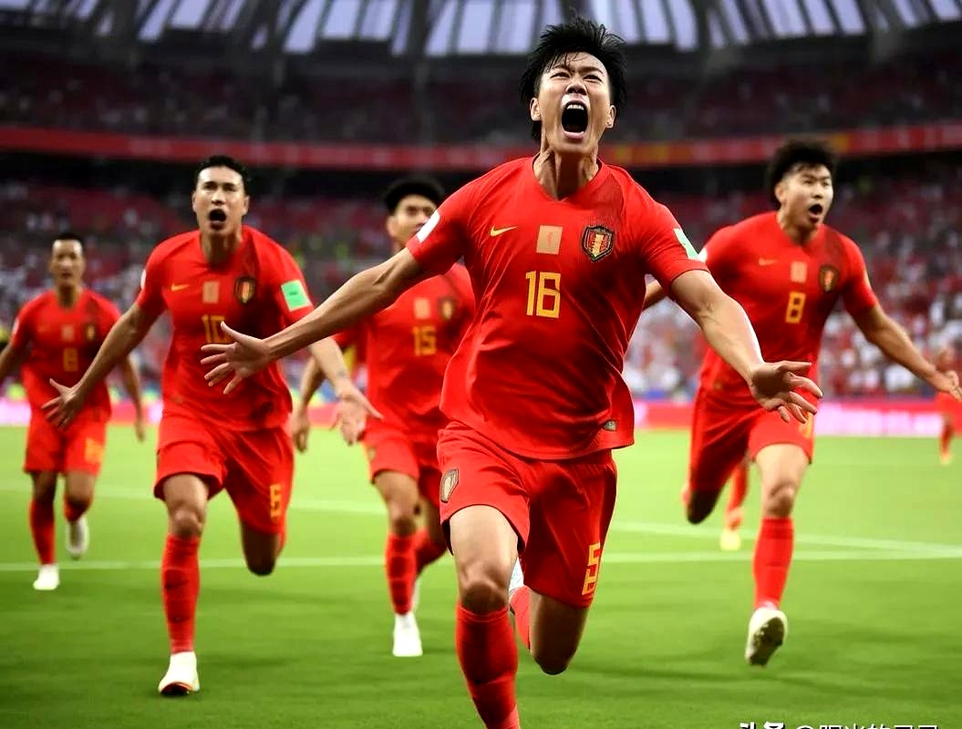 亚洲足球场上球员们斗志昂扬